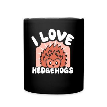 J’adore les dictons hérisson animal mignon - Mug uni - noir - Devant
