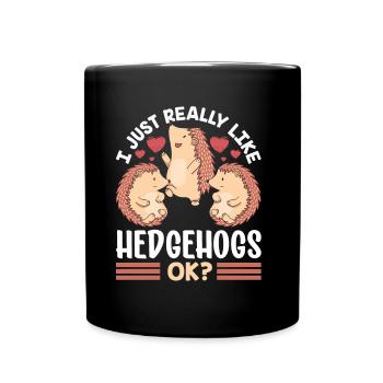 J’aime juste hérisson très mignon animaux de compagnie dictons - Mug uni - noir - Devant