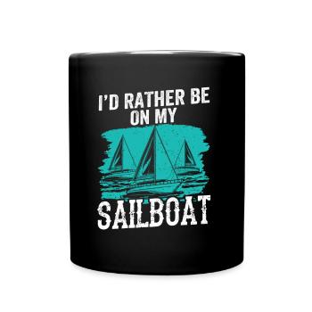 Je préfère naviguer sur mon voilier - Mug uni - noir - Devant