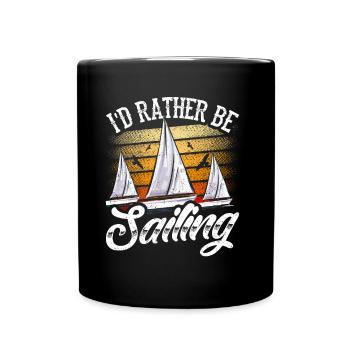 Je préférerais naviguer capitaine de voilier - Mug uni - noir - Devant