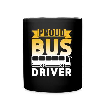 Proud bus driver coach bus driving - Full Colour Mug - black - Front