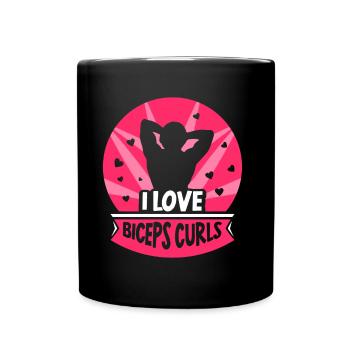 I love biceps curls muscles biceps sayings - Full Colour Mug - black - Front