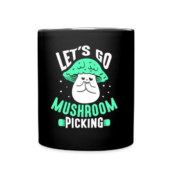 En route pour la cueillette de champignons Cueilleurs de champignons - Mug uni - noir - Devant