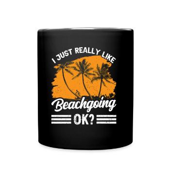 J’aime juste m’allonger sur la plage - Mug uni - noir - Devant