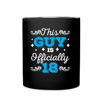 This guy is officially 18 birthday eighteen - Full Colour Mug - black - Front