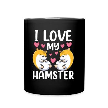 I love my hamster cute pet owner - Full Colour Mug - black - Front