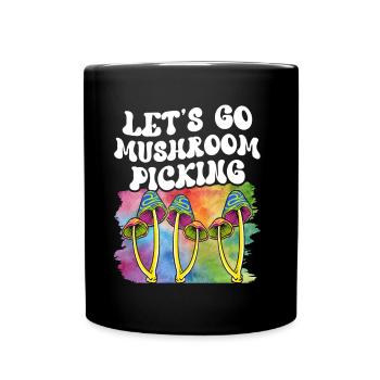 En route pour la cueillette de champignons Cueilleurs de champignons - Mug uni - noir - Devant
