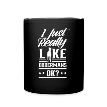 J’aime les dobermans juste beaucoup les chiens Doberman - Mug uni - noir - Devant