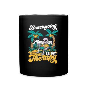 Beach holiday is my therapy Beach beach - Full Colour Mug - black - Front