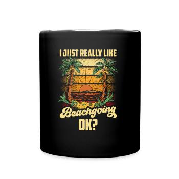 J’aime juste m’allonger sur la plage - Mug uni - noir - Devant