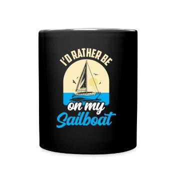 Je préfère naviguer sur mon voilier - Mug uni - noir - Devant