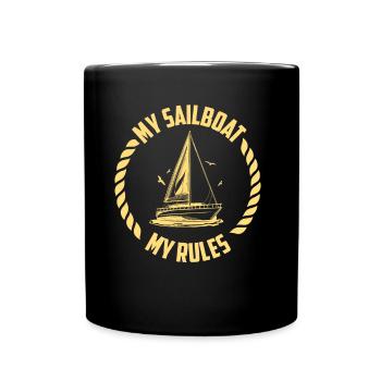 My Sailboat My Rules Sailors Sailing Captain - Full Colour Mug - black - Front