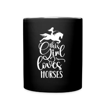 Cette fille aime les chevaux maman cheval - Mug uni - noir - Devant