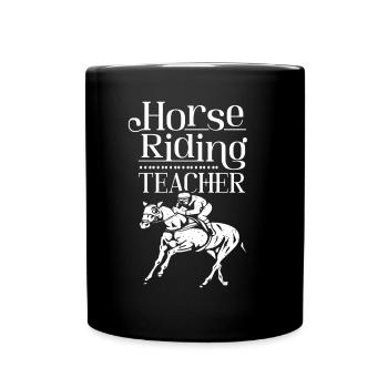 Reitlehrer Reitunterricht Reiten Pferd Reiter - Tasse einfarbig - Schwarz - Vorne