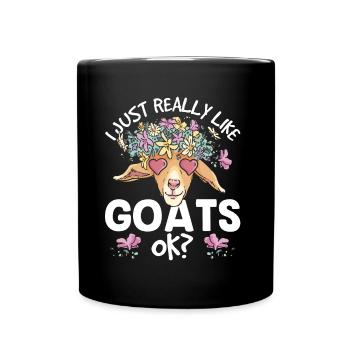 I just like goats very goat animal domestic goat - Full Colour Mug - black - Front