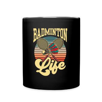 Badminton Leben Federball Badmintonspieler - Tasse einfarbig - Schwarz - Vorne