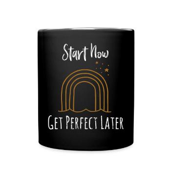 Mindset Start Now Minimalist Bohemian Rainbow Insp - Full Colour Mug - black - Front