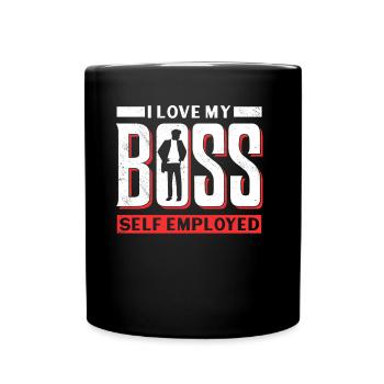 Ich Liebe Meinen Chef Selbstständig Freelancer - Tasse einfarbig - Schwarz - Vorne