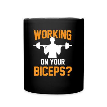 Arbeiten Sie An Ihrem Bizeps Workout Curls Muskeln - Tasse einfarbig - Schwarz - Vorne