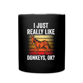 J’aime les ânes juste très ferme animal mignon - Mug uni - noir - Devant