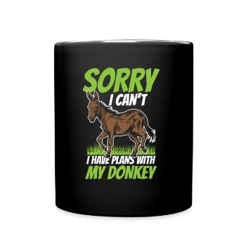 Can't I have plans with my donkey cute animal - Full Colour Mug - black - Front