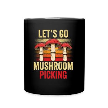 En route pour la cueillette de champignons Cueilleurs de champignons - Mug uni - noir - Devant