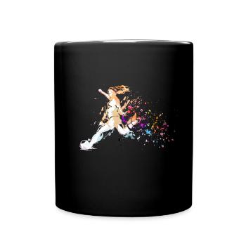 Fußball Tshirt Herren Damen Soccer Football - Tasse einfarbig - Schwarz - Vorne