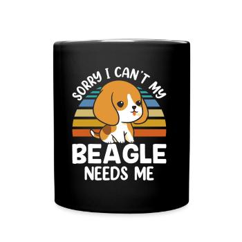 Kann Nicht Mein Beagle Braucht Mich Hund Beagles - Tasse einfarbig - Schwarz - Vorne