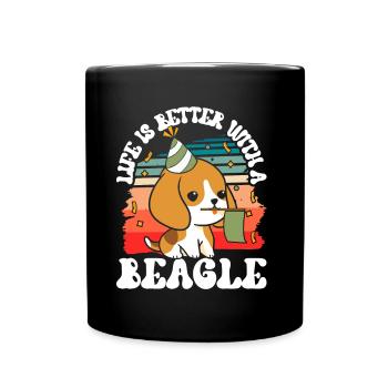 Das Leben Ist Besser Mit Einem Beagle Beagles - Tasse einfarbig - Schwarz - Vorne
