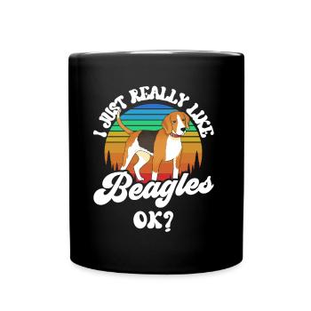 Ich Mag Beagles Einfach Sehr Ok Hund Welpe Beagle - Tasse einfarbig - Schwarz - Vorne