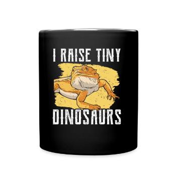 I raise tiny dinosaurs on Bearded Dragon - Full Colour Mug - black - Front
