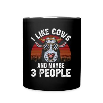 J’aime les vaches et peut-être 3 personnes vaches animaux - Mug uni - noir - Devant