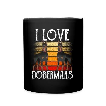 Ich Liebe Dobermänner Hunde Dobermann Doberman - Tasse einfarbig - Schwarz - Vorne