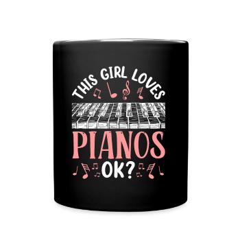 Cette fille aime le piano - Mug uni - noir - Devant