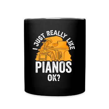 Ich Mag Klaviere Einfach Sehr Spieler Klavier - Tasse einfarbig - Schwarz - Vorne