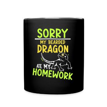 Un dragon barbu a mangé mon animal de devoirs - Mug uni - noir - Devant