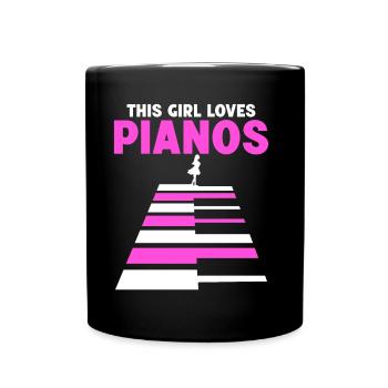 Cette fille aime le piano - Mug uni - noir - Devant
