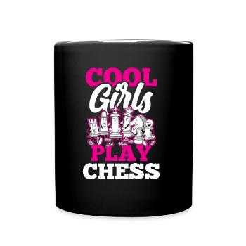 Coole Mädchen Spielen Schach Schachspieler - Tasse einfarbig - Schwarz - Vorne