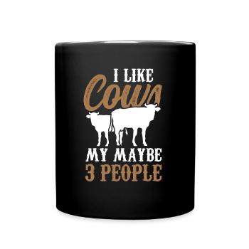 I like cows and maybe 3 people animals cow - Full Colour Mug - black - Front
