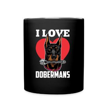 J’aime les dobermans chiens doberman doberman - Mug uni - noir - Devant