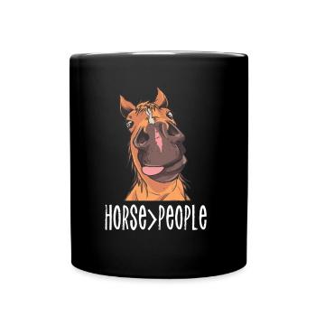 Pferd > Menschen Reiten Reiter Reiterhof - Tasse einfarbig - Schwarz - Vorne