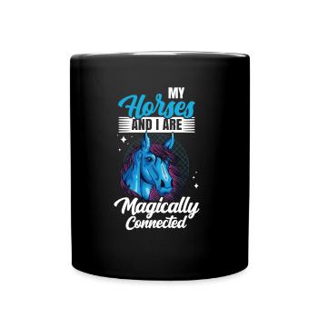 Meine Pferde Und Ich Sind Magisch Verbunden Reiter - Tasse einfarbig - Schwarz - Vorne