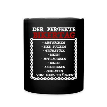 Der Perfekte Bikertag | Motorrad, Freizeit - Tasse einfarbig - Schwarz - Vorne