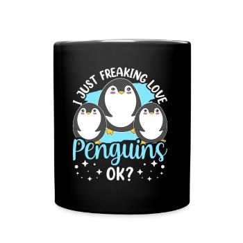I love penguins just ok animal penguin cute - Full Colour Mug - black - Front