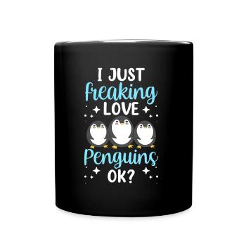 I love penguins just ok penguin animal cute - Full Colour Mug - black - Front