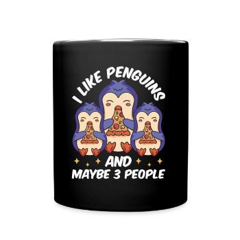 Ich Mag Pinguine Und Vielleicht 3 Menschen Tier - Tasse einfarbig - Schwarz - Vorne