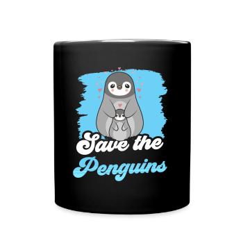 Rettet Die Pinguine Pinguin Süß Liebhaber Tier - Tasse einfarbig - Schwarz - Vorne