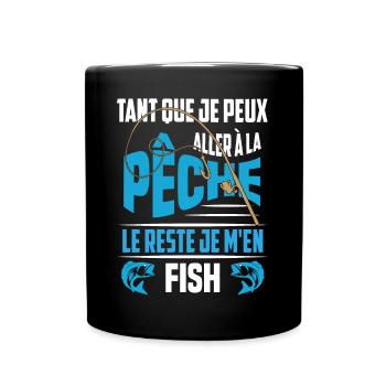 je m'en fish cadeau pêcheur pêche - Mug uni - noir - Devant