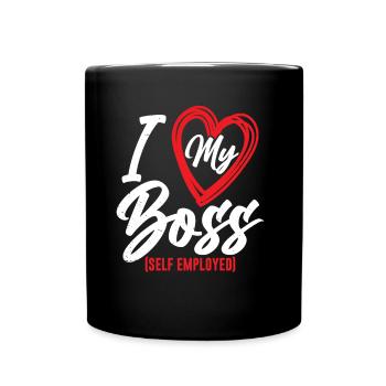 I love my boss self-employed freelancer - Full Colour Mug - black - Front