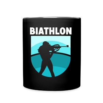 Biathlon Biathlon Biathlète Sport Biathlète - Mug uni - noir - Devant